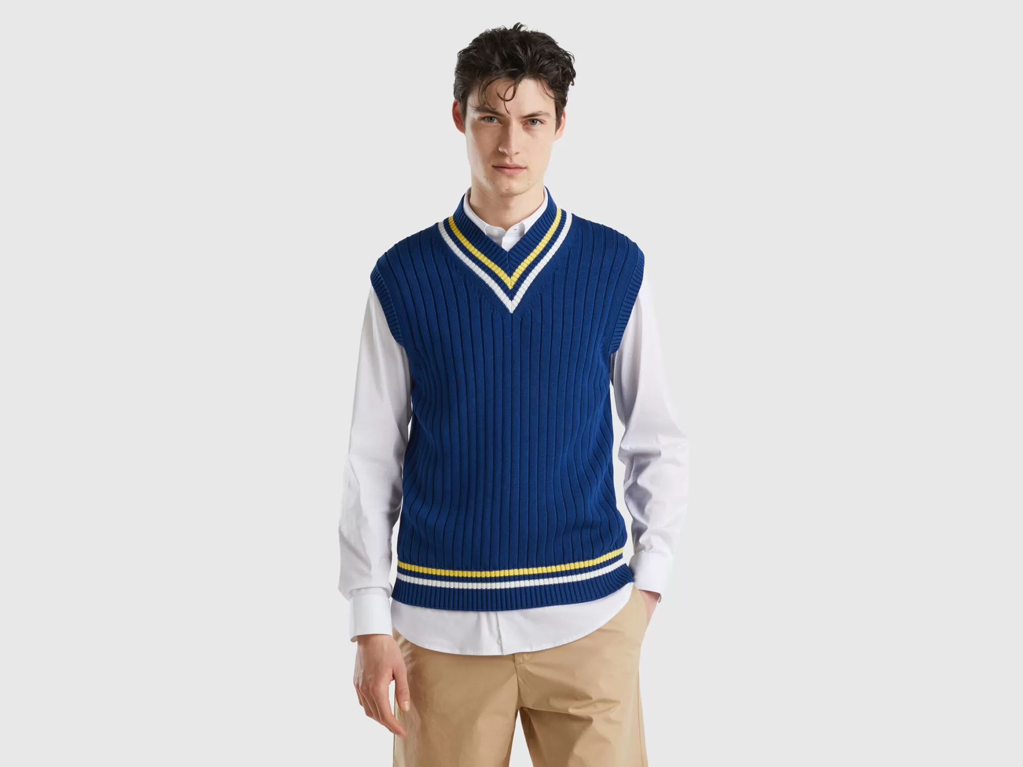 Benetton Chalecode 100 % Algodón-Hombre Prendas De Punto